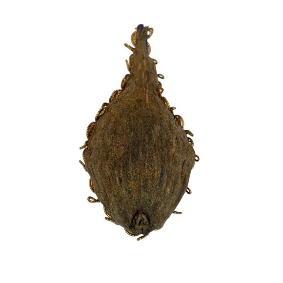 Vintage Handmade Milkweed Angel Ornament Purple & Gold Teardrop Design With Star - Picture 3 of 6